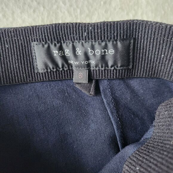 Rag & Bone Simone Ankle Crop Pants Size 6 Navy High-Rise Slim Stretch Trousers - Picture 3 of 9